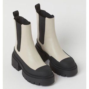 Taupe & Black Platform Chelsea Boots (NWOT)